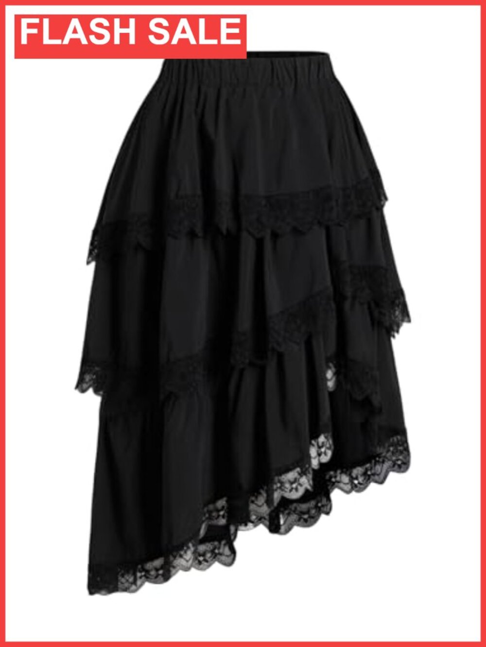Women's Y2K Western Boho Ruffle Asymmetrical Lace Skirt Country Concert Outfit